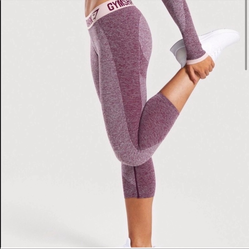 Gymshark cropped flex leggings, size S, dark ruby marl color
